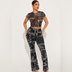 New with tags. Fashion Nova Black & White “Might go Mesh” pant set. Size medium.